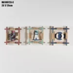 إطار خشبي ديكوري مربع مقاس 25×25 سم مع مرساة بحرية بارزة وحبال خيش بتصميم ريفي كحلي وأبيض