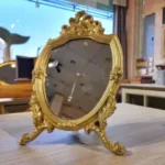 مرآة طاولة كلاسيكية كبيرة إطار ذهبي مزخرف بتصميم فيكتوري ارتفاع 32 سم لديكور المداخل والقصور