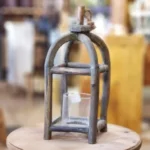 فانوس خشبي ريفي مصنوع من أغصان الشجر الطبيعية بتصميم قبة ارتفاع 50 سم مع حامل زجاجي داخلي