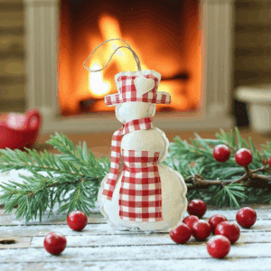 دمية قماشية تعليق على شكل رجل الثلج من القطن الطبيعي – متعددة الألوان