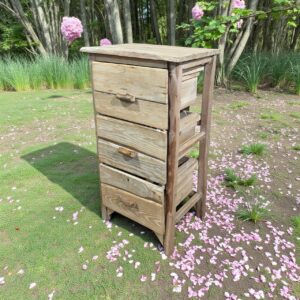 دولاب جانبي ريفي 3 أدراج مصنوع من أغصان الشجر الطبيعي