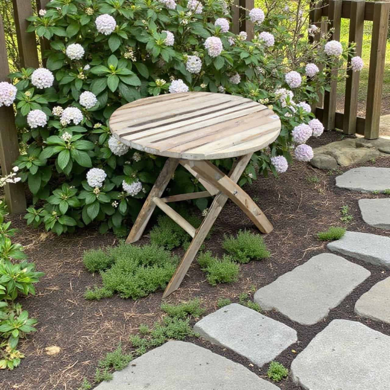 طاولة خدمة خشب طبيعي دائرية قابلة للطي للحدائق والمجالس