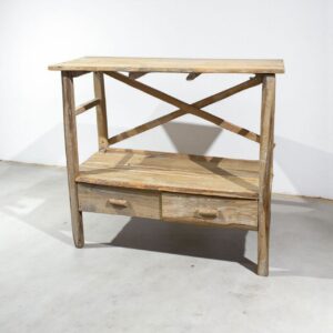 كونسول خشب طبيعي ستايل ريفي بدرجين تخزين ورف سفلي