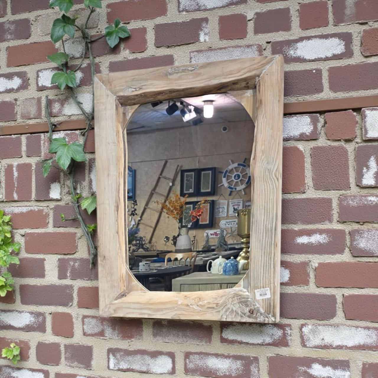 مرايا جدارية خشب طبيعي تصميم ريفي مقاس متوسط للمداخل