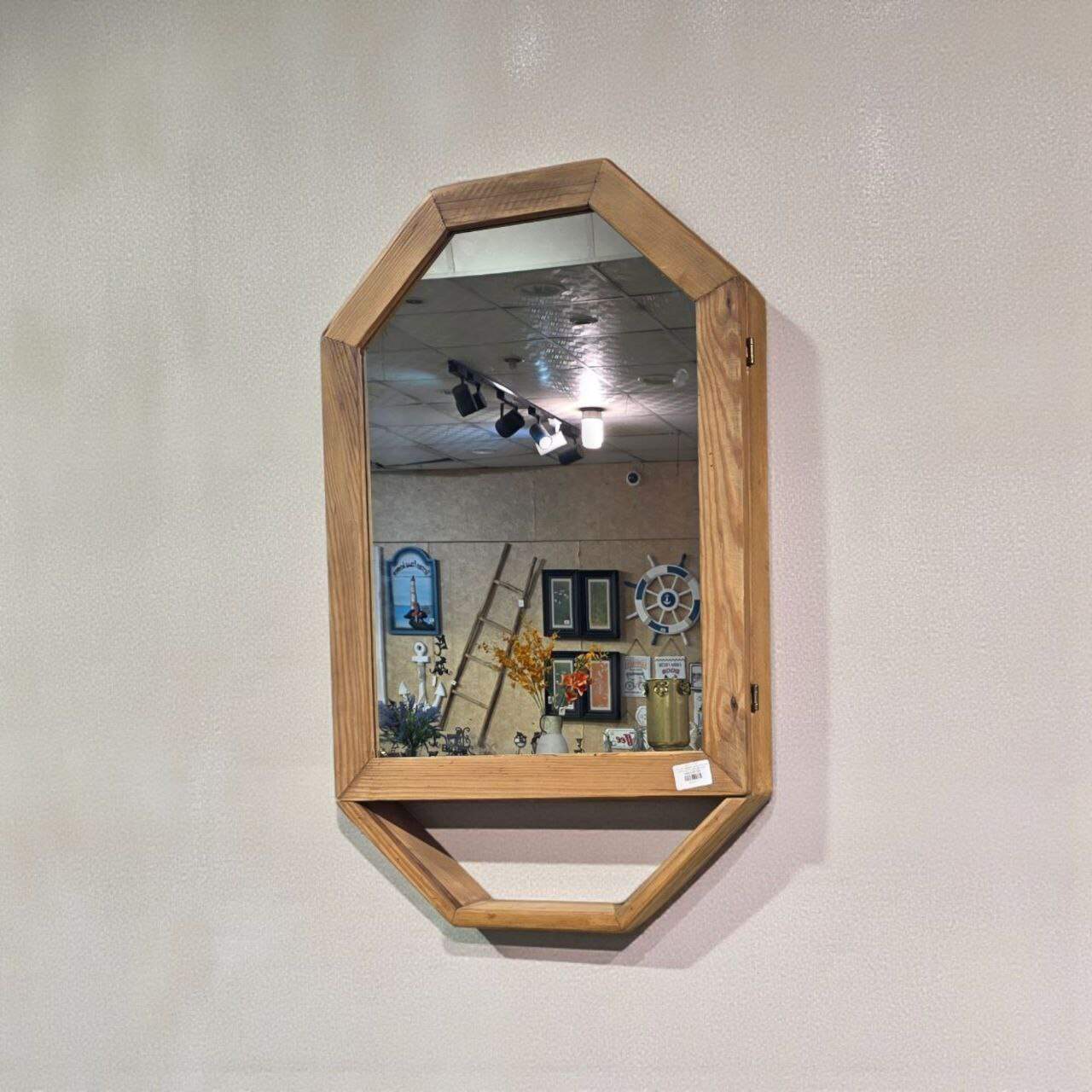 مرايا جدارية خشب طبيعي خزانة صيدلية للحمام والمدخل