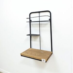 رف جداري حديد وخشب تصميم مجوف للديكور