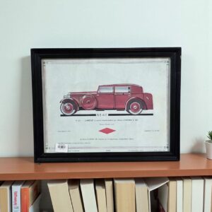 لوحة جدارية سيارة حمراء قديمة إطار خشبي أسود ديكور مكاتب ومجالس