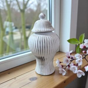 برطمان سيراميك بغطاء للديكور بحجمين وألوان ريفية أنيقة - 3