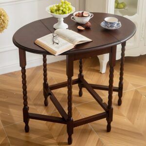 طاولة جانبية قابلة للطي بتصميم ريفي كلاسيكي نصف دائرة من الجانبين – Gate-Leg فنتج متعددة الاستخدام