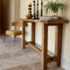 طاولة كونسول خشب طبيعي سطح سميك 5 سم مقاس 160 سم تصميم ريفي للمداخل