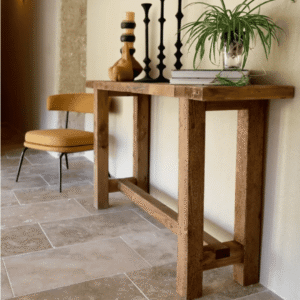 طاولة كونسول خشب طبيعي سطح سميك 5 سم مقاس 160 سم تصميم ريفي للمداخل