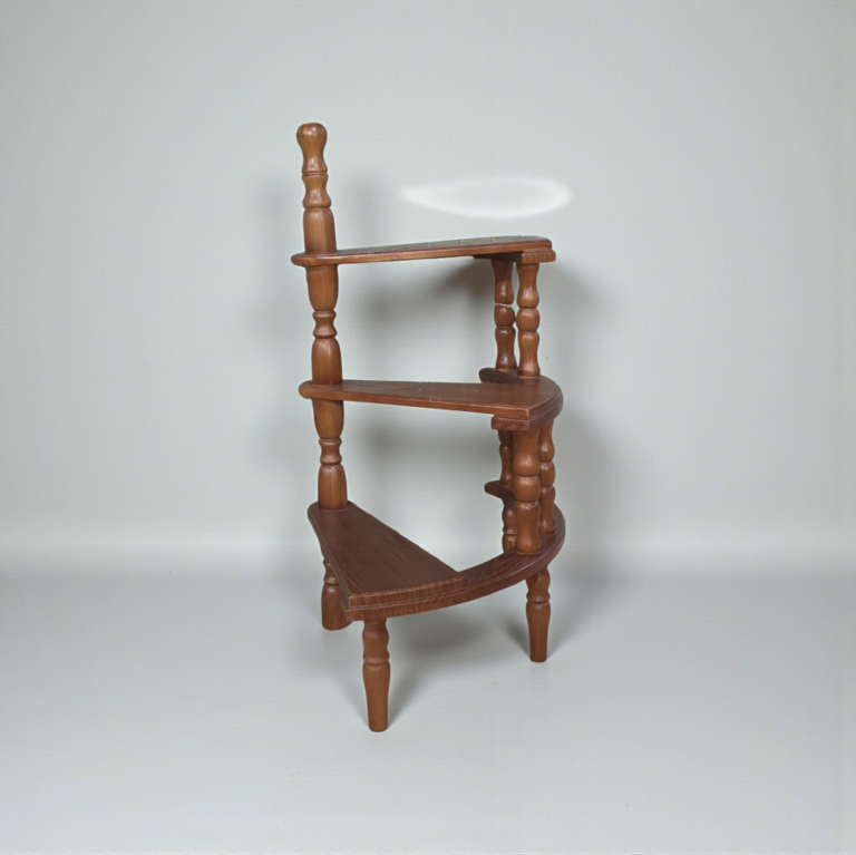 ستاند نباتات خشبي زاوية تصميم سلم حلزوني 3 ارفف لعرض الزهور