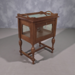 طاولة خدمة جانبية خشب فينتج مع باب زجاجي وصينية تقديم للمجالس