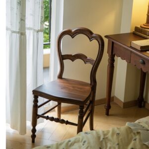 كرسي خشب زان طبيعي كلاسيك بمقعد صلب وظهر مقوس للمكاتب وغرف الطعام