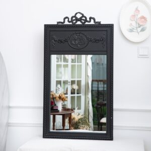 مرآة جدارية سوداء بنقش فكتوري من الخشب – للمداخل والتسريحة