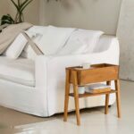 طاولة خدمة جانبية خشبية مع صندوق تخزين وصينية متحركة للكنب