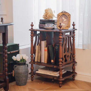 طاولة جانبية ومكتبة مجلات خشبية طراز فرنسي فنتج لجوار الكنب