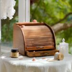 صندوق خبز خشبي فنتج بباب سحاب ودرج لتخزين المخبوزات في المطبخ