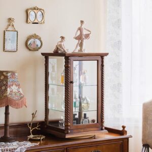 خزانة عرض عطور خشبية دوارة واجهات زجاجية تصميم فرنسي كلاسيك