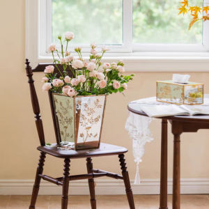 فازة مرايا مربعة برسومات طيور وزهور فنتج لتزيين الطاولات والمداخل