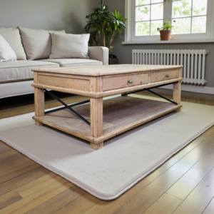 طاولة وسط خشب طبيعي مع 4 ادراج تخزين ورف سفلي ودعامات حديد سوداء للمجالس